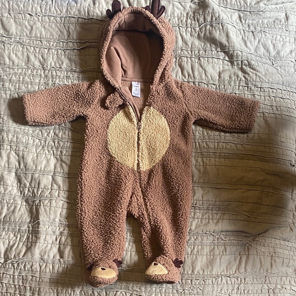 Carter's Brown Fleece Deer Footie